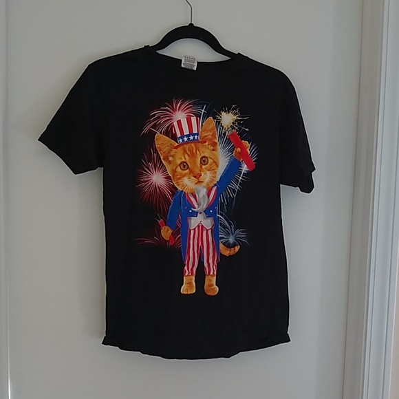 Other - 3/$15 Patriotic 4th of July Uncle Sam cat t-shirt